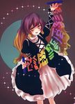  :d dress fukufukupine gothic_lolita gradient_hair hijiri_byakuren light_brown_hair lolita_fashion long_hair looking_to_the_side multicolored_hair open_mouth purple_hair smile solo sorcerer's_sutra_scroll sparkle touhou yellow_eyes 