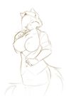  anthro breasts canine clothed clothing female fox hat looking_at_viewer mammal nurse nurse_uniform open_shirt sketch smile solo standing starfighter suggestive uniform 