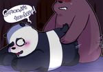  2017 all_fours anal anal_penetration bear bed blush cartoon_network cold_sweat doggystyle drooling english_text from_behind_position grizzly_(wbb) grizzly_bear inside male male/male mammal overweight panda panda_(wbb) penetration saliva sex tears text toragoru we_bare_bears 