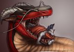  4_eyes apoptosis body_in_mouth dragon forced male multi_eye oral_vore saliva size_difference struggling vore 