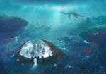  final_fantasy_xiv fish light_rays moai no_humans official_art ruins shipwreck shoal town underwater watermark 