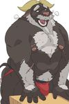  ahab bluewhale127 body_hair bovine bulge butt chest_hair clothing happy_trail jockstrap male mammal muscular muscular_male nipples old scar simple_background tokyo_afterschool_summoners underwear white_background 