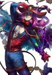  absurdres commentary_request fate/grand_order fate_(series) hat hat_ornament highres lipstick long_sleeves makeup male_focus mephistopheles_(fate/grand_order) nshi open_clothes open_shirt parted_lips purple_hair shaded_face shirt solo teeth 