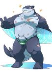  ayame42612 clothing fish male marine musclegut nipples scar shark simple_background speedo surfboard swimsuit tokyo_afterschool_summoners typhon white_background 