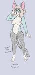  2017 abela anthro blue_eyes bottomless breasts clothed clothing eyewear female glasses gloves_(marking) hair hi_res looking_at_viewer markings mostly_nude navel nipples open_mouth open_shirt pussy sailoranna short_hair simple_background solo unknown_species 