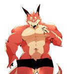  dragon kokuhane looking_at_viewer male nipples one_eye_closed pecs razul scalie solo striptease wink 