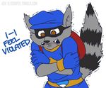  anthro ask-slycooper_(artist) black_nose brown_eyes dialogue english_text fur grey_fur hat male mammal raccoon reaction_image shaking shivering sly_cooper sly_cooper_(series) solo text video_games 