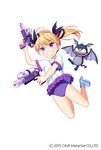  :d bare_arms bare_legs bat bat_wings blonde_hair boots casper_(deathsmiles) child clenched_teeth commentary creature deathsmiles dot_nose dress dual_wielding eyebrows_visible_through_hair falling full_body gothic_wa_mahou_otome grin gun head_wings heart highres holding holding_gun holding_weapon jenevan looking_away open_mouth purple_eyes short_sleeves simple_background smile swimsuit swimsuit_under_clothes teeth twintails v-shaped_eyebrows water water_gun watermark weapon wet white_background white_dress wings 