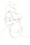  anthro breasts canine clothed clothing female fox fur hair mammal naturally_censored open_mouth open_shirt sketch solo starfighter wide_hips 