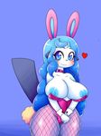  &lt;3 2017 basketgardevoir big_breasts blue_hair blue_nipples breasts celeste_(basketgardevoir) female hair nintendo nipples oshawott pok&eacute;mon solo video_games 