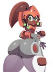  2015 big_butt blush breasts butt clothing female green_eyes hi_res humanoid legwear looking_at_viewer looking_back machine not_furry presenting presenting_hindquarters proxy_(character) robot shirt simple_background solo sssonic2 standing stockings teeth thick_thighs tight_clothing white_background wide_hips 
