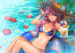  animal_ears bad_id bad_pixiv_id bikini blue_bikini breasts cleavage collarbone day ears_through_headwear ells fang fate/grand_order fate_(series) flower food fox_ears fox_tail hat ice large_breasts long_hair looking_at_viewer navel ocean one_eye_closed open_mouth outdoors pink_hair solo sun_hat swimsuit tail tamamo_(fate)_(all) tamamo_no_mae_(fate) tamamo_no_mae_(swimsuit_lancer)_(fate) water yellow_eyes 