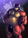  2017 anthro armlet beige_penis biceps big_biceps black_background bowser bracelet bulge claws clenched_teeth clothing cock_ring collar eyebrows front_view green_skin hair horn huge_tail jewelry koopa long_tail looking_at_viewer male manly mario_bros mature_male metokuron multicolored_skin musclegut muscular muscular_arms muscular_male nintendo orange_skin orange_tail pecs penis penis_outline pose purple_hair red_eyes reptile scalie shell simple_background smile snout solo spiked_armlet spiked_bracelet spiked_cock_ring spiked_collar spiked_shell spikes tan_skin teeth thick_tail thick_thighs thong turtle video_games white_claws white_horn 