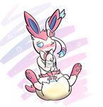  ambiguous_gender bdsm blush bondage bound diaper eeveelution feral mammal meyra nintendo one_eye_closed open_mouth pok&eacute;mon ribbon_bondage ribbons simple_background solo sylveon tongue urine video_games watersports wet_diaper 