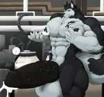  2017 abs anthro balls barazoku biceps big_balls big_muscles canine claws croiyan cum digital_media_(artwork) erection fur horn huge_balls humanoid_penis hyper hyper_penis lactating male mammal milk muscular muscular_male nipples nude pec_milking pecs penis smile solo vein veiny_penis wolf 