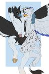  anthro avian balls beak couple_(disambiguation) demicoeur duo feathered_wings feathers grope gryphon hippogryph hooves kumagoro male male/male nude penis sephirothiel simple_background wings 