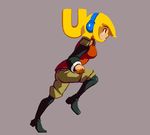  animated animated_gif blonde_hair boots breasts brown_eyes commentary culottes full_body half_updo headphones jacket joakim_sandberg knee_boots long_hair medium_breasts pixel_art robin_(the_iconoclasts) running solo the_iconoclasts 