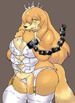  artist_request dog furry long_hair multiple_bra multiple_breasts orange_hair panties yellow_eyes 