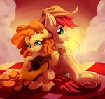  2017 bright_mac_(mlp) cutie_mark duo earth_pony equine eyelashes feral friendship_is_magic guitar hair hat horse male mammal musical_instrument my_little_pony outside pear_butter_(mlp) pony smile thediscorded 