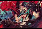  animal animal_on_shoulder bird bird_on_shoulder claw_(weapon) feathers fingerless_gloves gloves guilty_gear guilty_gear_xrd hood horn male_focus raven_(animal) raven_(guilty_gear) solo suzunashi v weapon white_hair 