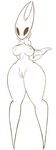  arthropod bottomless breasts cape clitoral_hood cloak clothed clothing empty_eyes female hollow_knight hollow_knight_(species) hornet_(hollow_knight) humanoid insect jessijinx plump_labia pussy sketch solo standing thick_thighs video_games 