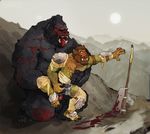  ape armor barazoku beast_(disambiguation) bestiality feral forced gore gorilla humanoid male male/male mammal nude orc primate rape unknown_species weapon 