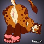  2017 4_toes all_fours amari anthro anus ass_up barefoot biped blush brown_fur brown_hair brown_spots brown_tail butt clitoris digital_media_(artwork) feline female fur furinkazan grey_background hair hand_on_butt hi_res inviting jaguar mammal multicolored_fur multicolored_tail nude orange_fur orange_tail pawpads paws pink_anus pink_nose pink_pawpads pink_pussy presenting presenting_hindquarters pussy pussy_juice raised_tail rear_view red_eyes signature simple_background solo spots spotted_fur spotted_tail spread_butt spreading tail_tuft toes tuft white_fur white_tail 