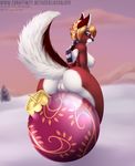  anus ball breasts canine christmas female fluffy hair holidays invalid_tag jackalope_(artist) mammal nipples ornament outside pussy relfection scarf shine short snow 