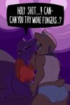  black_nose blue_eyes bombshell_(nitw) bottomless cat clothed clothing feline female female/female fingering mae_(nitw) mammal night_in_the_woods pashoo pussy red_eyes 