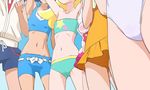  arisugawa_himari armpits arms_up bikini blonde_hair blue_bikini blue_hair green_bikini haruyama_kazunori head_out_of_frame kenjou_akira kirahoshi_ciel kirakira_precure_a_la_mode kotozume_yukari long_hair multiple_girls navel orange_swimsuit pekorin_(precure) precure star swimsuit tategami_aoi usami_ichika 