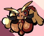  anthro blush breasts butt female full_nelson happy lagomorph looking_at_viewer lopunny mammal mostly_nude nintendo nipples open_mouth pok&eacute;mon pok&eacute;mon_(species) presenting presenting_pussy pussy solo tasteydonuts thick_thighs tongue video_games 