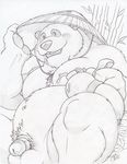  alcohol anthro balls bear beverage blush bottle chode circumcised drunk dudebulge erection gourd_bottle hat hi_res holding_bottle holding_object humanoid_penis looking_at_viewer male mammal monochrome mostly_nude musclegut navel nipples open_mouth outside overweight overweight_male panda pandaren pencil_(artwork) penis reclining short_penis signature simple_background small_penis solo traditional_media_(artwork) video_games warcraft 