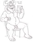 anthro asgore_dreemurr balls beard big_horns black_and_white book boss_monster caprine casual_nudity chair chest_tuft claws crown cup dialogue english_text facial_hair fangs flaccid fluffy_ears goat hi_res holding_cup horn male mammal mature_male monochrome musclegut nude paws penis simple_background sitting slightly_chubby small_penis solo text thick_penis tuft uncut undertaild undertale video_games white_background 