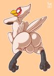  anthro avian balls big_penis biped bird butt erection huge_penis humanoid_penis komponi looking_back male penis solo standing thick_thighs uncut 