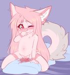  ambiguous_fluids anthro aroused belly blush canine claralaine clitoris cub dog female fur laila mammal masturbation messy nipples peeing pillow pillow_humping pink_fur pussy pussy_juice shy urine watersports wet wolf young 