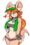 &lt;3 2017 4_fingers anthro breasts cleavage clothed clothing colored_sketch crotch_tuft duckdraw female fingerless_gloves freckles ginger_snap_(duckdraw) gloves hair hat inner_ear_fluff long_hair mammal mouse neckerchief open_jacket orange_hair panties panty_pull pink_nose ponytail rodent smile solo tube_top tuft underwear wide_hips yellow_eyes 