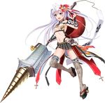  :d antenna_hair breasts checkered checkered_skirt cleavage flower full_body geta hair_flower hair_ornament holding holding_spear holding_weapon long_hair medium_breasts midriff murakami_yuichi navel official_art open_mouth oshiro_project oshiro_project_re oyama_(oshiro_project) pleated_skirt polearm purple_hair sideboob skirt smile solo spear thighhighs transparent_background two_side_up v-shaped_eyebrows very_long_hair weapon white_hair 