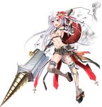  :o antenna_hair breasts checkered checkered_skirt cleavage flower full_body geta hair_flower hair_ornament holding holding_spear holding_weapon long_hair medium_breasts midriff murakami_yuichi navel official_art open_mouth oshiro_project oshiro_project_re oyama_(oshiro_project) pleated_skirt polearm purple_hair sideboob skirt solo spear thighhighs torn_clothes torn_skirt transparent_background two_side_up v-shaped_eyebrows very_long_hair weapon white_hair 