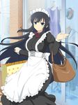  apron bag black_hair blue_eyes breasts handbag highres ikaruga_(senran_kagura) juliet_sleeves large_breasts long_hair long_sleeves looking_at_viewer maid maid_apron maid_headdress official_art puffy_sleeves resized senran_kagura senran_kagura_new_wave shopping_bag smile solo upscaled very_long_hair waifu2x yaegashi_nan 