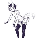  anthro arlen black_and_white bow_tie cat clothing collar cute feline fur girly grabbing hair legwear long_socks long_tail looking_at_viewer lynx male mammal mishabahl monochrome sketch startled surprise underwear 