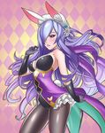  animal_ears breasts bunny_ears bunny_girl bunny_tail bunnysuit camilla_(fire_emblem_if) cleavage fake_animal_ears fire_emblem fire_emblem_heroes fire_emblem_if hair_over_one_eye large_breasts lips long_hair looking_at_viewer pantyhose purple_eyes purple_hair solo tail velladonna very_long_hair wavy_hair wrist_cuffs 