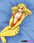  animal_humanoid bedroom_eyes big_breasts bikini blonde_hair breasts cat_humanoid cheetah cheetara clothed clothing feline female fur hair half-closed_eyes humanoid kubikneon looking_at_viewer mammal navel nipples_bumps pose seductive sling_bikini smile solo spots spotted_fur spotted_hair swimsuit thundercats 