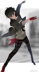  amamiya_ren black_hair dobuki full_body glasses gloves looking_at_viewer male_focus persona persona_5 persona_5:_dancing_star_night persona_dancing red_gloves shuujin_academy_uniform solo 