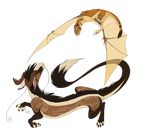  alpha_channel ambiguous_gender black_hair blue_eyes claws dragon duo eastern_dragon feral hair kaylink membranous_wings simple_background transparent_background wings wyvern 