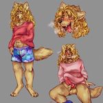  &lt;3 &lt;3_eyes 2017 4_toes ahegao anatomically_correct anatomically_correct_penis animal_genitalia animal_penis arm_support athletic balls barefoot biped black_nose blonde_hair blue_bottomwear blue_clothing blush bottomless boxers_(clothing) brown_balls brown_eyes brown_fur canine canine_penis chest_tuft claws clothed clothing clothing_lift curly_hair digital_media_(artwork) digital_painting_(artwork) digitigrade dog drooling erection eye_roll eyes_closed fangs fluffy fluffy_tail full-length_portrait fur girly grey_background guwu hair headshot_portrait hi_res holding_penis humanoid_hands inner_ear_fluff leg_tuft long_hair looking_away looking_pleasured looking_up male mammal multiple_poses navel one_eye_closed open_mouth open_smile panting paws penis pink_clothing pink_penis pink_topwear portrait pose red_clothing red_topwear rubbing_belly saliva sheath shirt shirt_lift signature simple_background sitting smile solo standing sweat three-quarter_portrait toe_claws toes tongue tongue_out tuft underwear 