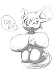 anthro big_breasts black_and_white breasts buckteeth dialogue english_text eyelashes featureless_crotch female freckles huge_breasts inverted_nipples mammal monochrome mouse nipples nude open_mouth rodent speech_bubble starcursedmass teeth text 