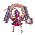  animated animated_gif bare_legs black_skirt breasts full_body large_breasts lowres miniskirt mirror onbashira oo_gata_ken pixel_art puffy_short_sleeves puffy_sleeves red_shirt rope shimenawa shirt short_sleeves skirt solo touhou transparent_background yasaka_kanako 