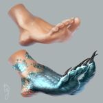  ambiguous_gender blue_scales claws foot_focus geckzgo human lizard mammal plantigrade reptile scales scalie solo toe_claws transformation 