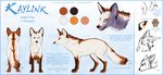  brown_fur canine english_text female fox fur kaylink mammal model_sheet open_mouth orange_eyes solo teeth text tongue watermark white_fur 