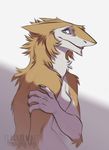  blue_eyes claws looking_at_viewer male nude rotarr sergal shy slit_pupils solo 